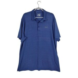 Under Armour Golf Polo Shirt Striped Performance Athletic Blue Size XXL